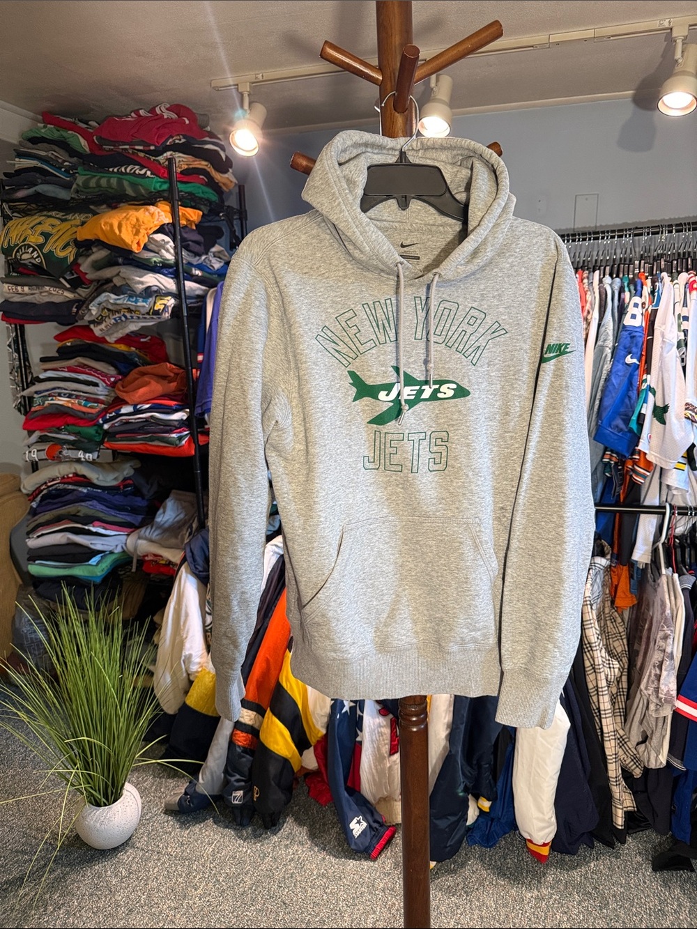 Nike Gray New York Jets Pullover Hoodie